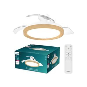 Ventilateur de plafond Philips Bliss LED blanc effet bois