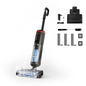 Polti RollySteam WD40C Aspirateur balai 3-en-1 Batterie Sec&humide HEPA Sans sac 0,8 L 450 W Noir, Rouge 4 Ah