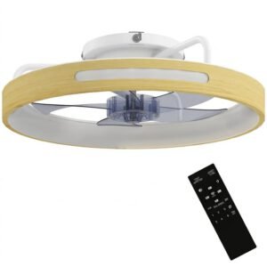 Roline Ventilateur de Plafond LED Moteur DC Réversible Bois 40W