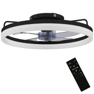 Roline Ventilateur de Plafond LED Noir Moteur DC Réversible 6 Vitesses
