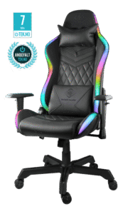 DELTACO GAMING - Fauteuil gaming RGB LED 332 modes, Cuir PU noir, max 120kg