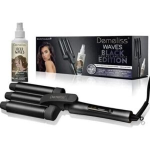 Coffret Fer à boucler Demeliss Waves SA-2002 Noir avec Spray Deep Waves 150 ml