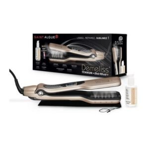 Coffret Demeliss Titanium : Lisseur Vapeur + soin de brillance Elixir Ritual 50ml - 150?C a 230?C - Arret aut
