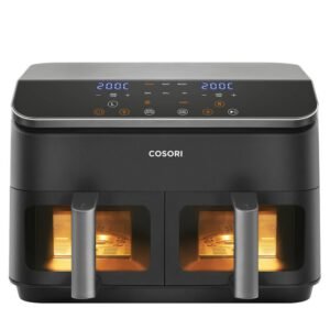 Cosori Dual Basket Chef Edition Double 8,5 L Autonome 1750 W Friteuse d'air chaud Noir, Argent
