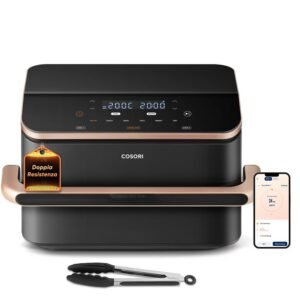Cosori Dual Blaze Twinfry Chef Edition Double 10 L Autonome 2800 W Friteuse d'air chaud Gris foncé, Or rose