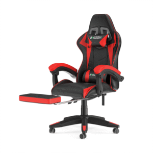 Chaise de jeu réglable en hauteur avec repose-pieds et coussin lombaire - rouge