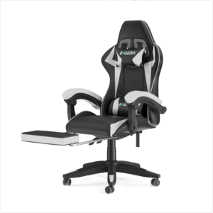 Chaise de jeu réglable en hauteur avec repose-pieds et coussin lombaire - blanc
