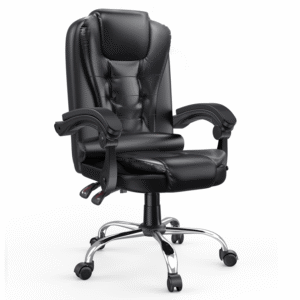 Chaise de bureau ergonomique avec grand siège rembourré, chaise de bureau inclinable et réglable en hauteur,Chaise de bureau à haut dossier-Noir