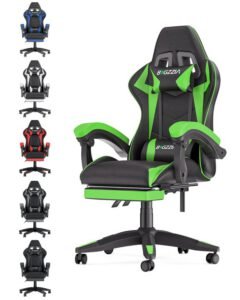 Chaise de jeu réglable en hauteur avec repose-pieds et coussin lombaire - Vert