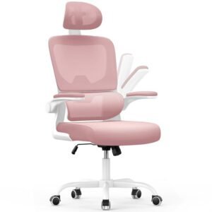 Chaise d'ordinateur pivotante avec fonction de basculement pour le bureau à domicile-Rose