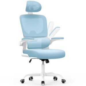 Chaise d'ordinateur pivotante avec fonction de basculement pour le bureau à domicile-Bleu