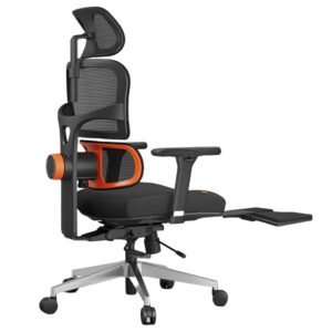NEWTRAL NT002 Chaise Ergonomique avec Repose-Pieds, Dossier et Têtière Auto-Suivants, Support Lombaire Adaptatif