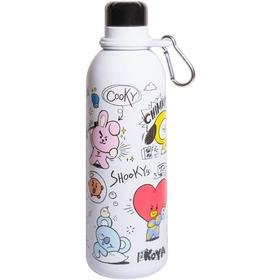 Line Friends BT21 Gourde Isotherme 500ml Double Paroi en Acier Inoxydable Blanc / Noir