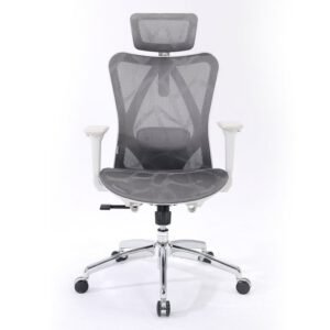 M57 Chaise ergonomique – Accoudoirs 3D,Support lombaire réglable,Mesh haute qualité,150kg max,Hauteur 8cm réglable,3 inclinaisons 110°/116°/126°,SGS/BIFMA,Gris clair