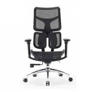 S100 Chaise ergonomique – Double soutien lombaire dynamique,Dossier 5 réglages,Accoudoirs 4D,Coussin réglable,BIFMA/SGS,Taille 150-190cm,Dimensions 78x63x124cm,Noir