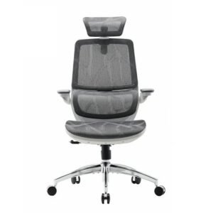 M59AS Chaise de bureau ergonomique- Accoudoirs 3D réglables & rabattables, 43.5x50.5x101.6cm-Gris