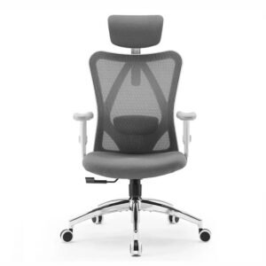 M18 Chaise ergonomique – Soutien 4 points tête/dos/lombaire/mains,Maille respirante,Appui-tête et lombaire réglables,Taille 1,68-1,88m,150kg max,BIFMA,Bureau/Maison/Jeux,Gris