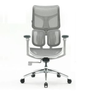 S100 Chaise ergonomique – Double soutien lombaire dynamique,Dossier 5 réglages,Accoudoirs 4D,Coussin réglable,BIFMA/SGS,Taille 150-190cm,Dimensions 78x63x124cm,Blanc