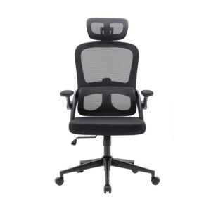 M102C Chaise ergonomique – Hauteur réglable,Support lombaire,Accoudoirs rabattables,Large coussin assise,136kg max,TÜV/SGS BIFMA,Noir