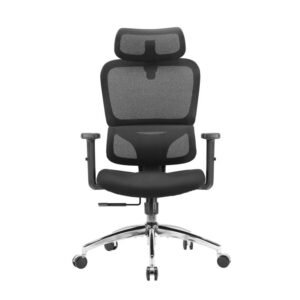 M56C Chaise ergonomique – Soutien lombaire dynamique 3D,Dossier mesh respirant,Appui-tête réglable,Accoudoirs PU réglables,Idéal télétravail,Noir