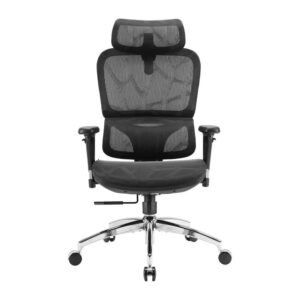 M56B Chaise ergonomique – Soutien lombaire dynamique 3D,Appui-tête réglable,Accoudoirs 3D réglables,Assise mesh noir respirant