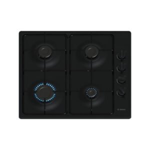 Table gaz inox, 60 cm, SER2, 4 brûleurs, Fonte avec pieds en caoutchouc BOSCH - PBP6B6K80