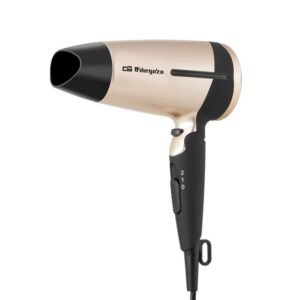 Sèche-cheveux de voyage pliable Orbegozo SE 1600 - Puissant et compact - 2 niveaux de température - Bouton poussoir air froid - Protection contre la surchauffe