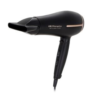 Sèche-cheveux pliable professionnel Orbegozo - Puissance et confort dans un design compact - 3 niveaux de température - 2 vitesses - Bouton air froid - Diffuseur et concentrateur