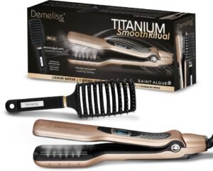 Lisseur vapeur - Coffret Demeliss TITANIUM SMOOTH RITUAL - Brosse démelante - Or
