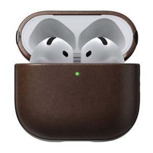 Coque pour AirPods 4 Modèle Modern Leather Antichoc Marron foncé