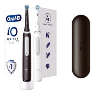 Oral-B iO Series 4 Duo Adulte Brosse à dents vibrante Noir, Blanc