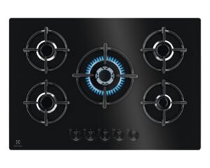Table de cuisson à gaz à surface plane Electrolux EGG75372K 5 brûleurs Noir