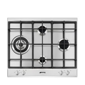 Table de cuisson à gaz encastrable en acier inoxydable Smeg P261XGH 4 brûleurs