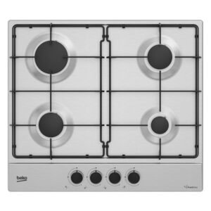 Table de cuisson à gaz encastrable Beko HIAG64223SXE 4 brûleurs en acier inoxydable
