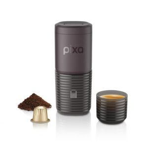 WACACO Pixapresso Machine Espresso Portable – 20 bars, café moulu + capsules inclus, rechargeable USB-C, idéale voyage & nomade -Bordeaux