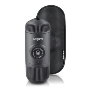 WACACO Nanopresso + Case Machine Espresso – 18 bars, café moulu, étui rigide inclus, portable, sans électricité, idéale voyage & outdoor -Gris