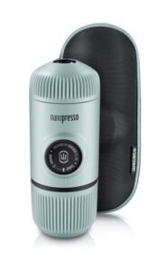 WACACO Nanopresso + Case Machine Espresso – 18 bars, café moulu, étui rigide inclus, portable, sans électricité, idéale voyage & outdoor -Bleu