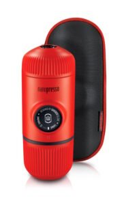 WACACO Nanopresso + Case Machine Espresso – 18 bars, café moulu, étui rigide inclus, portable, sans électricité, idéale voyage & outdoor -Rouge