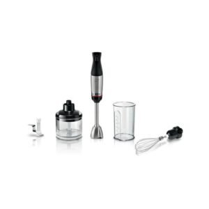MIXEUR MULTIFONCTIONS 1000W PIED INOX MINI HACHOIR FOUET GOBELET NOIR I BOSCH - MSM6M622