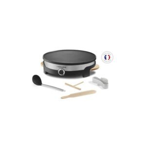 Crêpière Lagrange Tradi'Duo 1500 W 35 cm alu moulé avec plaque antiadhésive et grille 4 mini crêpes Noir