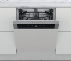 Lave-vaisselle intégrable Whirlpool WBC3C26X - Programmateur 6ème Sens, économie d'eau/électricité, départ différé 24h, options tablette, affichage temps restant, bandeau inox