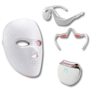 Coffret Éclat & Regard Liftant – Masque LED Visage, Masque Oculaire Anti-Fatigue & Masseur Raffermissant