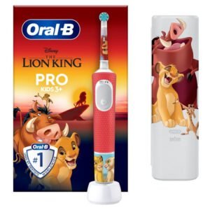 Brosse à dents électrique OralB Pro Kids Le Roi Lion + étui de voyage Rouge