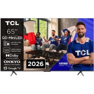 TCL 65P89L TV 65 QD Mini LED 4K QLED Smart TV Google TV 144 Hz Dolby Atmos DTS:X Aluminium brossé