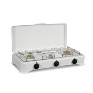 KitchenChef Réchaud Gaz 3 Feux 5327C Blanc, 4150W, Émaillé