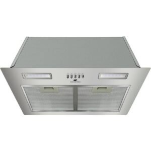 Hotte intégrée Continental Edison CEHI60 60 cm Grise, éclairage LED 2 lampes, 3 vitesses, 350 m³/h, extraction ou recyclage