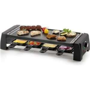 Raclette-grill DOMO DO9189G 8 personnes 1200 W thermostat réglable pierre/plancha non adhérente Noir