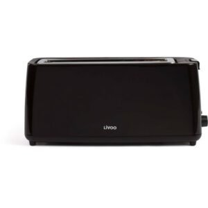 Grille-pain long fente LIVOO DOD168N 1 fente 7 niveaux de brunissement Décongélation Réchauffage Indicateurs LED Bac à miettes Noir