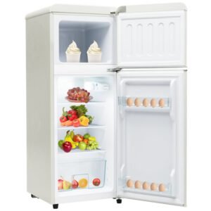 Roline Réfrigérateur Rétro 2 Portes 92L Frigo Vintage Compact 105cm