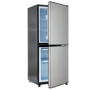 Roline Mini Réfrigérateur Congélateur 106L Petit Frigo 2 Portes Argenté Silencieux Bureau